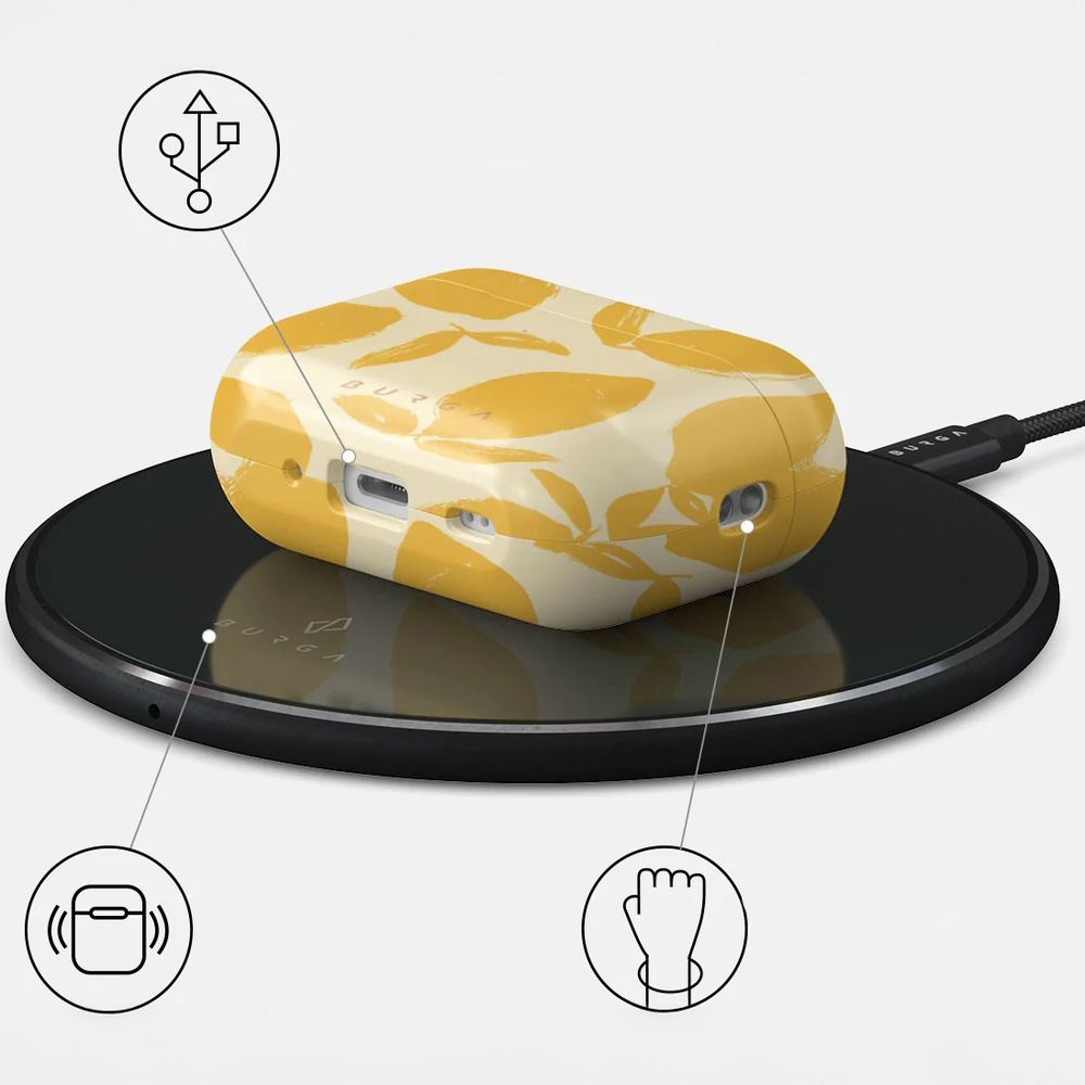 Ekskluzywne etui Burga Lemon Tart do AirPods Pro 2, żółte z cytrynami